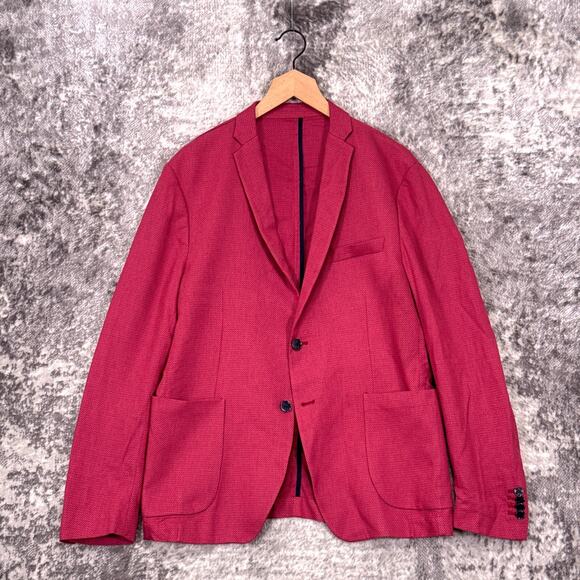 David Naman Blazer 52 / US 42 Mens Pink Woven Lightweight Slim Unconstructed - Picture 1 of 8